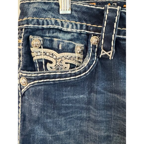 Rock Revival Arisa Crop Womens Denim Jeans Size 28 Distressed Blue Embellished S - Picture 6 of 9